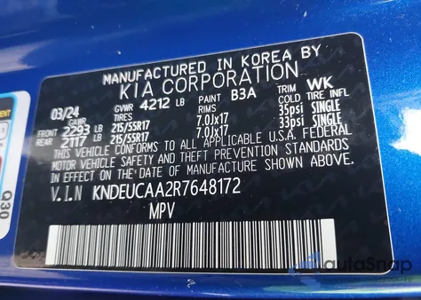 2024 Kia Seltos S z USA, uszkodzony, nr VIN KNDEUCAA2R7648172